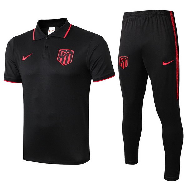 Replicas Polo Atlético Madrid Conjunto Completo 2019/20 Negro